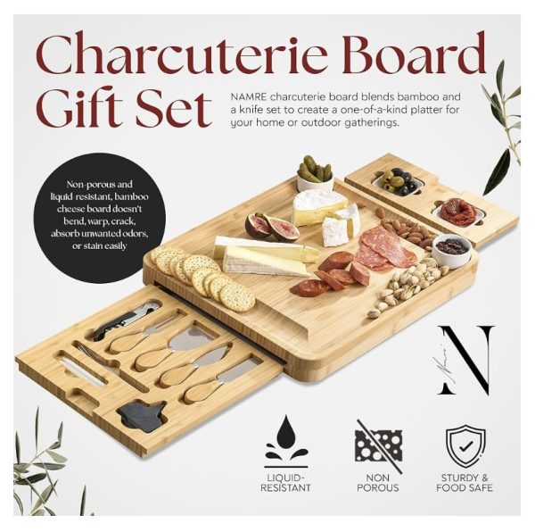 Product Image for  8″ x 8″ Bamboo Cheese Set with Serving Tools
